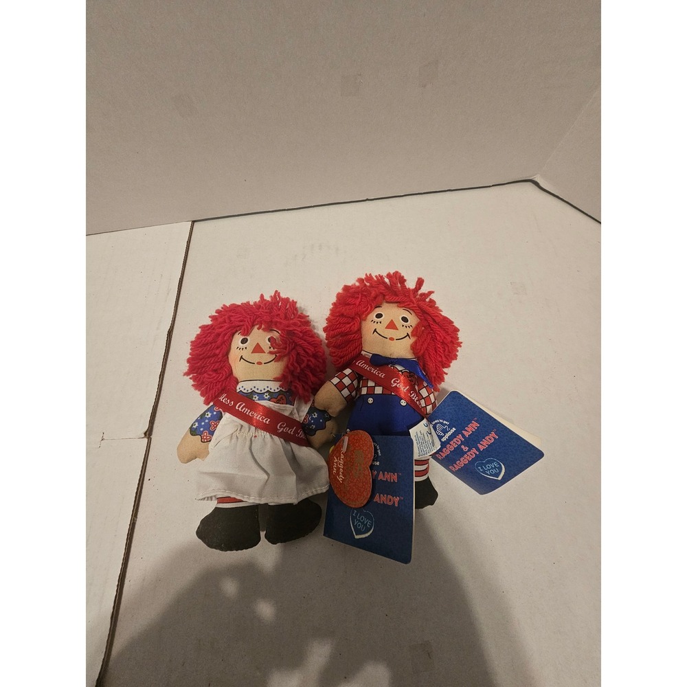 Raggedy Ann & Andy 85th Birthday God Bless America Beanbag Plush Set Applause